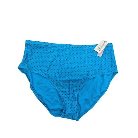 Vanity Fair Womens Blue Polka Dot High-Waist Briefs Size 3X Nylon Blend - Picture 2 of 8